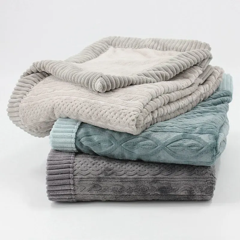 China Wholesales Thickned Carved Milk Fleece Flannel Throw Blanket for Bed
